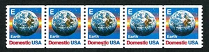 USA, SCOTT # 2279, STRIP OF 5 PNC #1211 DOMESTIC EARTH GLOBE E RATE, YEAR 1988 - Picture 1 of 1
