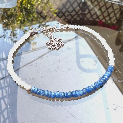 Natural Burma Sapphire Pearl Bracelet 14K Rose Gold Filled 5th 45th Anniversary - Image 1 of 4