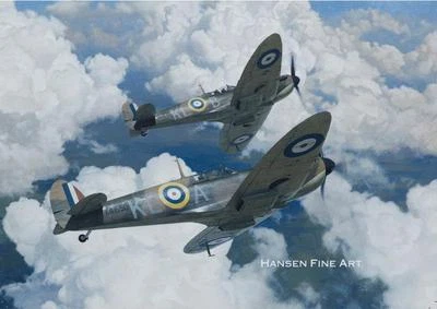 HANSEN FINE ART Supermarine Spitfire Aircraft Airplane Plane Birthday Fathers Day Blank Card