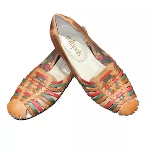 90er Vintage Softspots Damen Trinidad Leder Slipper Huarache Sandalen Schuhe Größe 8 gebraucht, in einwandfreiem Zustand - Bild 1 von 8