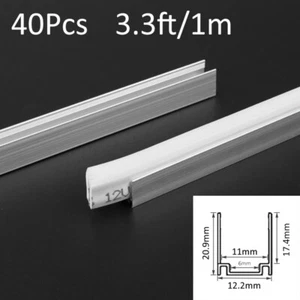 40Pcs 3.3' Aluminum Mounting Holder Channel Track for 10mm x 20mm RGB LED Strip - Picture 1 of 18