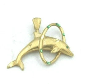 14k Vintage Yellow Gold Whale 'n Hoop (BTS333) - Picture 1 of 3