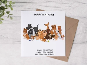 Birthday card If I won the lottery dog themed fun Happy Birthday, hand designed - Picture 1 of 4