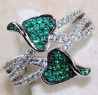 1CT  Emerald & Topaz 925 Solid Sterling Silver Ring Jewelry Sz 9 NB3-1