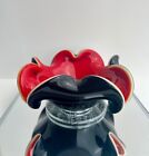 Bol vintage années 1950 Murano Seguso art fleur pièce maîtresse rouge art noir