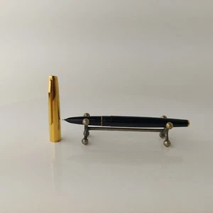 Pluma estilográfica soviética vintage Yaroslavl plástico negro oro relleno de... - Imagen 1 de 14