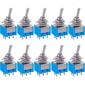 Taiss 10pz Mini Interruttore a levetta Dpdt 6 pin 2 posizioni on/on 6A 125Vac - Foto 1 di 6