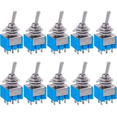 Taiss 10Pcs Mini DPDT Toggle Switch 6-Pin 2 Position ON/ON 6A 125VAC - Image 1 of 4