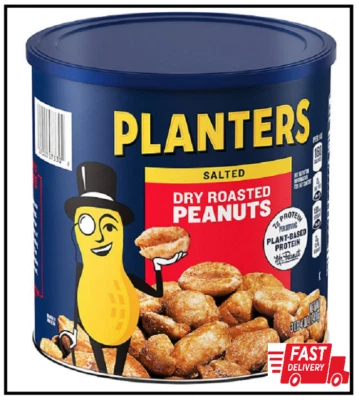 2 PACK - Planters Dry Roasted Salted Peanuts Can 52 oz (Total 104 oz) FREE SHIP! - Image 1 of 2