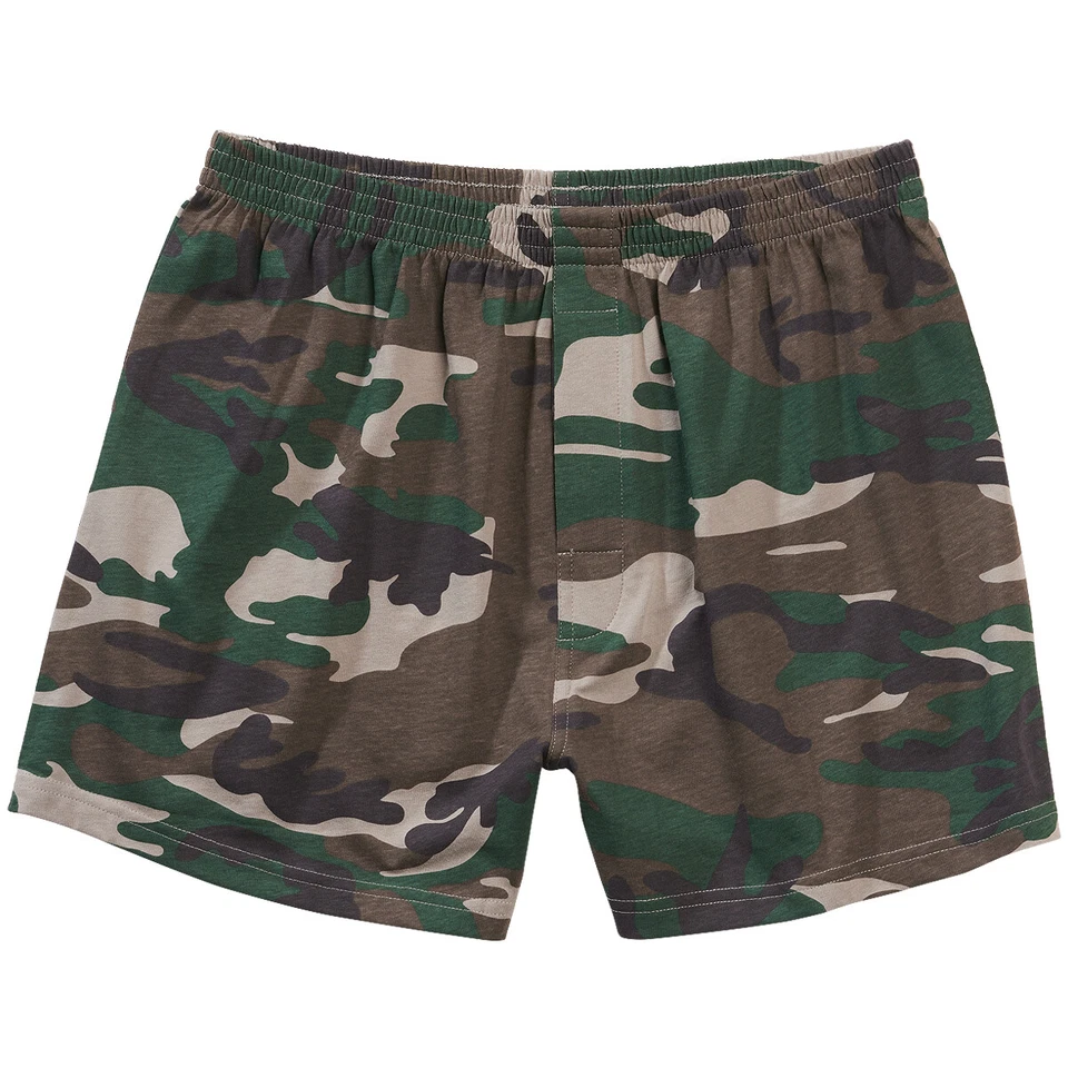 Brandit Boxers Hommes Combat Doux Armée Coton Short Sous-Vêtements Woodland Camo - Photo 1/1