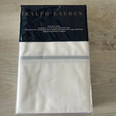 Ralph Lauren Palmer Hogar Ropa de Cama Sábana Plana Oxford Azul Blanco DOBLE Foto 1 de 4