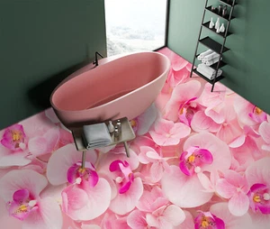 3D Pink Flower 5255 Floor WallPaper Murals Wall Print Decal AJ WALL Fay - Picture 1 of 5