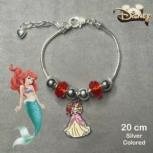 ARIEL Little Mermaid 3mm Silver Snake Chain Enamel Charm Bracelet Gift ✨ NEW - Picture 1 of 9