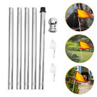  1 Set Stainless Steel Flag Stick Metal Flag Pole Free Rotation Flag Holder Flag