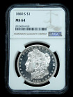 1880-S $1 Morgan Silver Dollar - NGC MS64 with Deep Mirror Proof Like Obverse