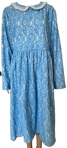NWT Dainty Jewells ~ Blue Lace Pearl Collar Modest Church Wedding Dress sz XXL - Picture 1 of 6