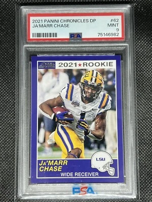 2021 Panini Chronicles DP JA’MARR CHASE RC #62 PSA 9 MINT ROOKIE CARD LSU Tigers - Image 1 of 2
