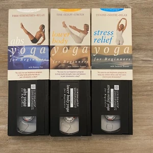 Yoga For Beginners Lot 3 VHS Tapes Abs, Lower Body, & Stress Relief W/ Suzanne D - Picture 1 of 3