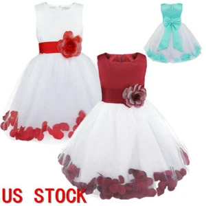 Girls' Flower Petals Princess Dress Wedding Birthday Pageant Formal Ball Gown - Picture 1 of 94