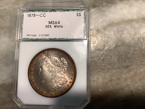 1878-CC SILVER MORGAN DOLLAR TONED - Picture 1 of 2