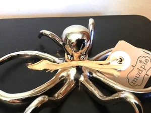 Hard-to-Find MUD PIE Shiny Metal OCTOPUS Art Sculpture Paperweight with Hang Tag - Picture 1 of 7
