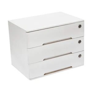 Wooden Desktop Storage Box with Lockable Drawers, Office Supplies File Organizer - Picture 1 of 6