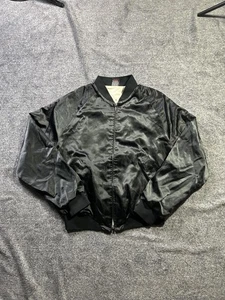 Vintage Miller Lite Jacke Herren Medium Schwarz Satin Bomber Aristo Jac USA 80s - Bild 1 von 6