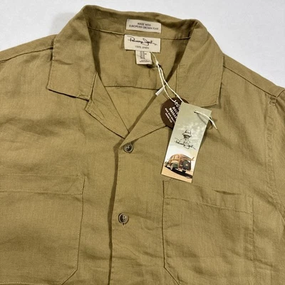 Panama Jack Linen Shirt Men's Size M Khaki Button Up SS Collared 100% Linen NWT - Image 1 of 4