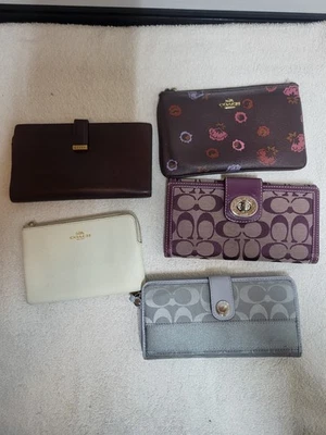 Designer lot of 5 Wristlets/Wallets- Coach Vintage Coach needs TLC Repair  - Image 1 of 4