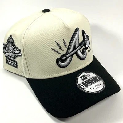 New Era Atlanta Braves Exclusive ELECTRIC Cream 9FORTY A-Frame Snapback Hat Cap - Image 1 of 4
