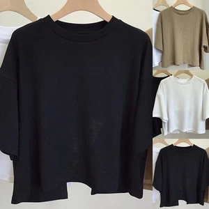 Trendy Women Summer Backless T Shirt Short Sleeve Casual Top for Holidays - Picture 1 of 29