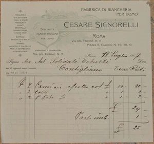 FATTURA CESARE SIGNORELLI BIANCHERIA UOMO ABBIGLIAMENTO VESTITI DRESSES 1907 - Foto 1 di 1