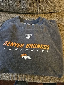 Denver Broncos Reebok NFL Equipment Sweatshirt Adult 3XL Heather Gray - Picture 1 of 7