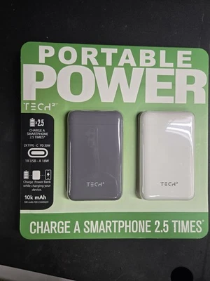 ПОРТАТИВНЫЙ POWER BY TECH 2 ИМЕЕТ 2 USB C ПОРТОВ 2 БАТАРЕИ 1 USB ПОРТ A 18W 10K MHA - Изображение 1 из 4