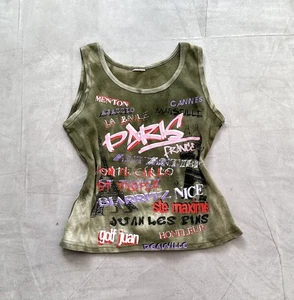 Cute Paris France Hysteric Glamour Vibe Tank Top Vintage Cop Copine Style - Picture 1 of 8