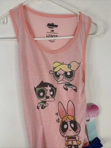 NWT Power Puff Girls Cartoon Neckwork Pjs Set Pink Large 10/12 Flame Resistant - Picture 1 of 5