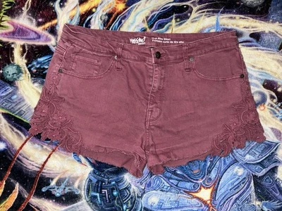 Женские кружевные джинсовые шорты Mossimo с цветочным рисунком эластичные с высоким подъемом размер 14/32 - Изображение 1 из 3