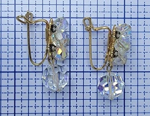 Vintage Judith McCann Aurora Borealis Strass Ohrhänger nicht durchbohrt Ohrringe - Bild 1 von 10