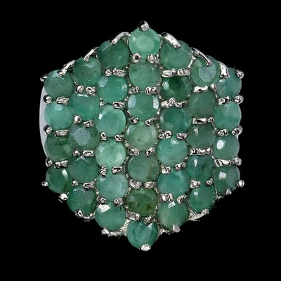 925 Sterling Silver Ring Round Emerald 3mm Natural Gemstone Jewelry Size 7 - Image 1 of 4