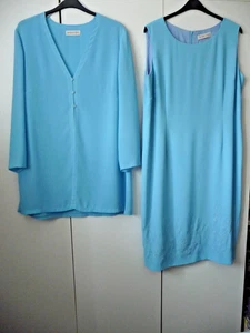 Jacques Vert Iridescent Beaded Baby Blue Dress & Long length Jacket Size 20/22 - Picture 1 of 18