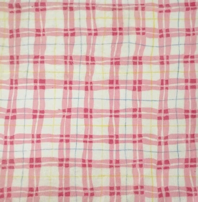 FLANNEL Sewing Fabric .472 yd (17") x 45" PINK PLAID - Image 1 of 2