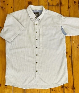 Drake Clothing Co Men M Blue White Pinstripe Vented Short Sleeve Shirt Button Up - Picture 1 of 13