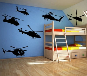 HELICOPTERS Wall Stickers VINYL WALL ART DECAL Army Military Wall Stickers S16 - Picture 1 of 6