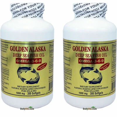 2 x Gold Vitamin Golden Alaska Deep Sea Fish Oil Omega 3-6-9 300 Softgels - Image 1 of 2