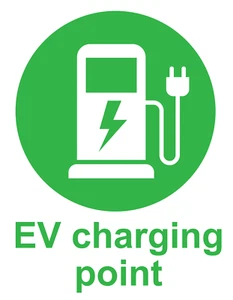 Green EV Charging Point Notice Sign Foamex Rigid PVC Sign OR Sticker Decal - Picture 1 of 1
