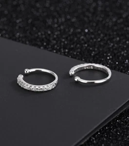 Ein Paar 925 Sterlingsilber Kristall CZ Clip Ohr Nase Manschette Ohrringe kein Piercing E6 - Bild 1 von 2