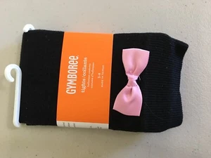 NWT Gymboree girls tights Black with pink Bow Footless 5/6  - Picture 1 of 1