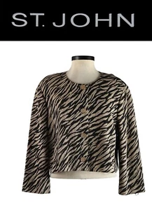 Veste jacquard manches longues St John Knits or/noir scintillant taille 18 neuve sans étiquette - Photo 1/3