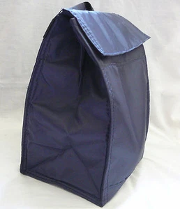 LUNCH BAG Reusable Insulated - NAVY BLUE - Tab Closure - Handle - Front Pocket - Picture 1 of 6