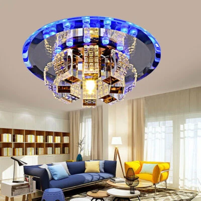 Modern Crystal LED Ceiling Lamp Flush Mount Chandelier Living Room Light Fixture - Image 1 of 4